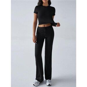 Mock Neck Short Sleeve Top and Pants Set